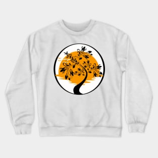 Black Tree and Orange Sun Crewneck Sweatshirt
